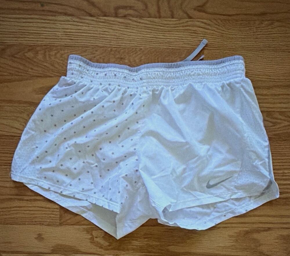 Nike Dri-FIT Women's White Running Shorts Drawstring Mesh